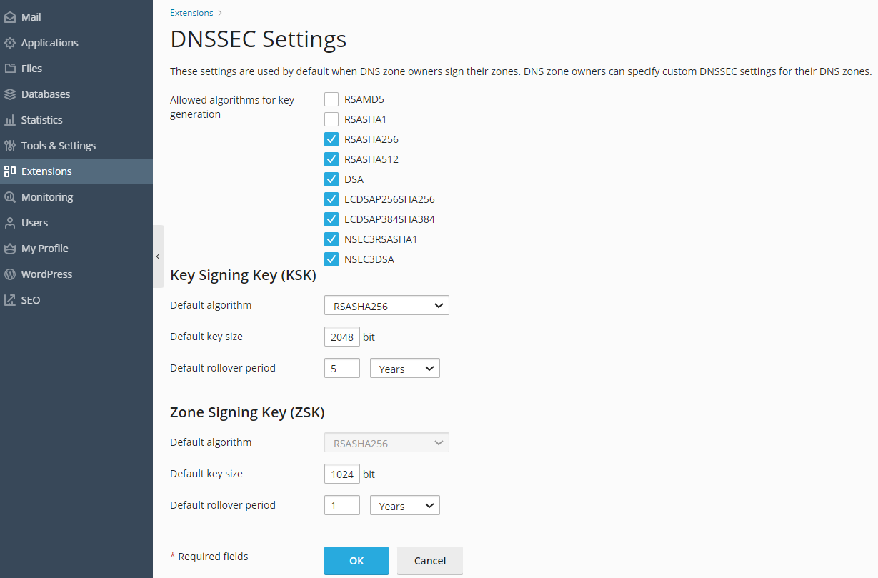 image DNSSEC main screen