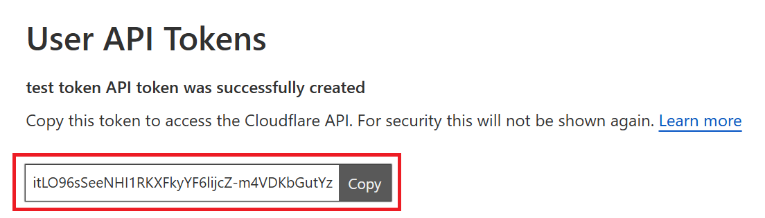 image cloudflare token created